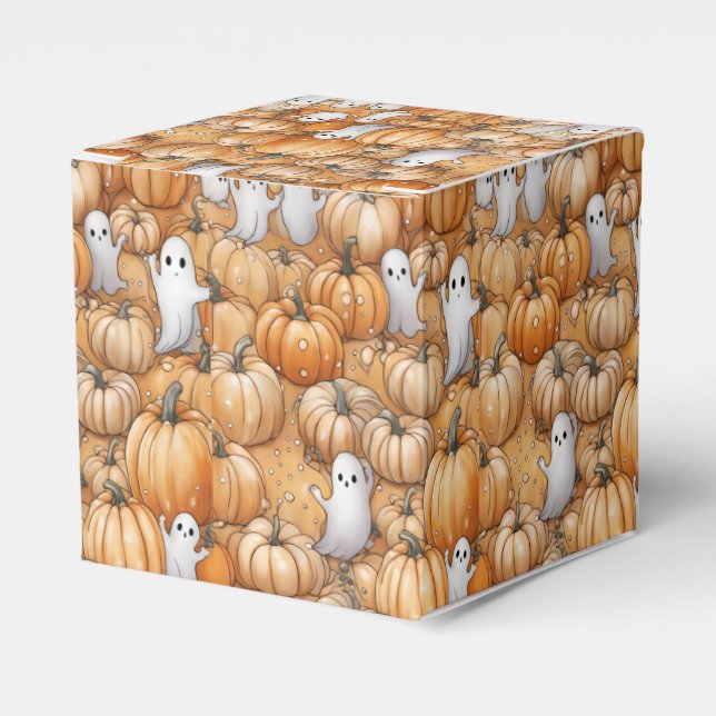 Caja Para Regalos Halloween del fantasma y las calabazas (Costado Anverso)