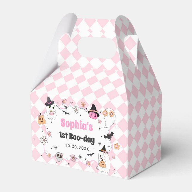 Caja Para Regalos Halloween Groovy Ghost Primer cumpleaños (Front Side)