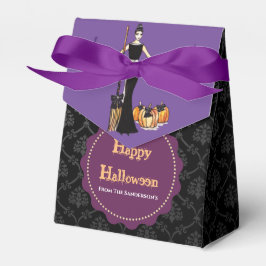 Caja Para Regalos Halloween Lady Witch con Black Long Vress Purple