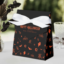 Caja Para Regalos Halloween Naranja negro fantasma adorable