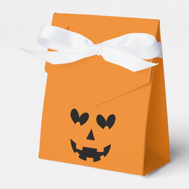 Caja Para Regalos Halloween naranja y Black Happy Heart Pumpkin (Front Side)
