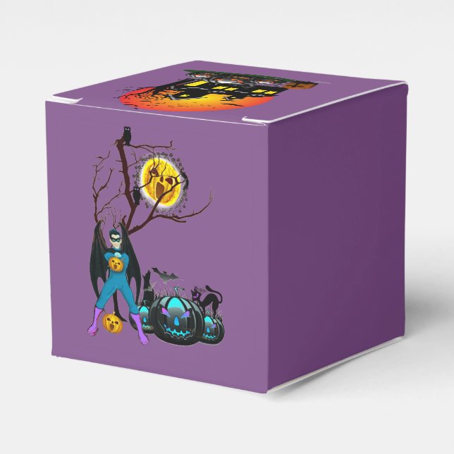Caja Para Regalos Halloween Party Time in Purple (Costado Anverso)
