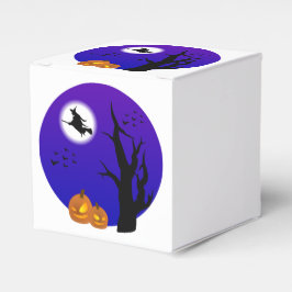 Caja Para Regalos Halloween Witch Flying Broom Full Moon