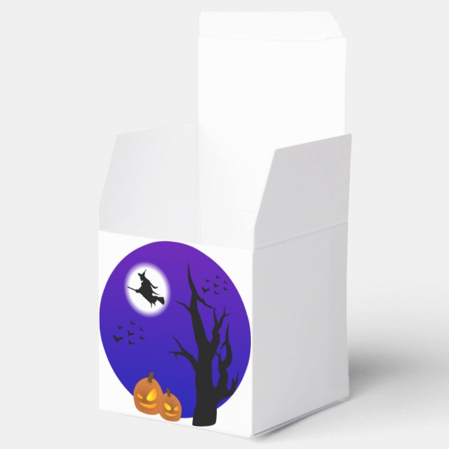 Caja Para Regalos Halloween Witch Flying Broom Full Moon (Abierto)