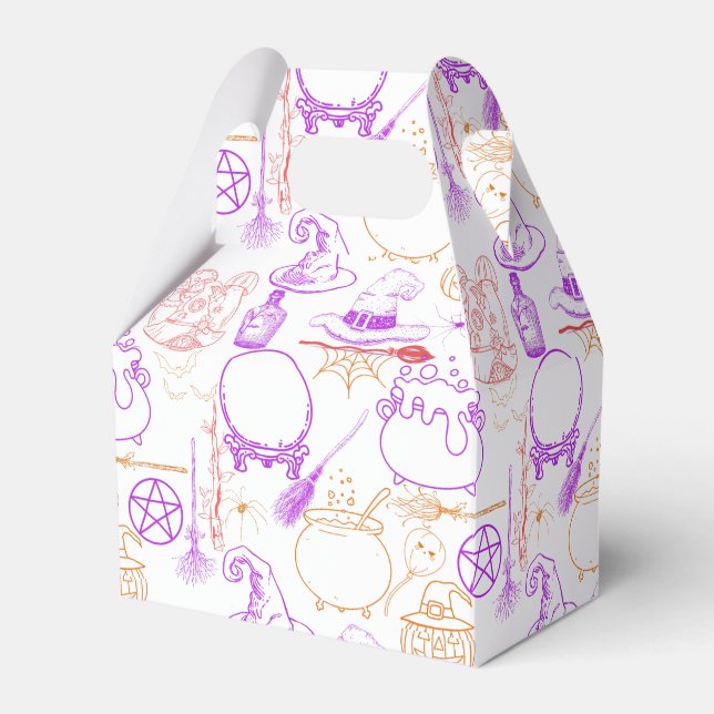 Caja Para Regalos Halloween Witchcraft Pattern Neon 01 (Front Side)