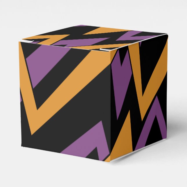 Caja Para Regalos Halloween Zig Zags Naranja Purple (Costado Anverso)