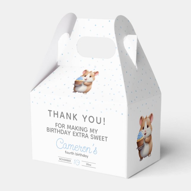 Caja Para Regalos Hámster de quequitos azules, cumpleaños de chichar (Front Side)