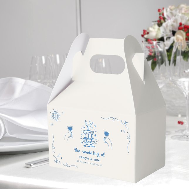 Caja Para Regalos Hand Drawn Champagne Discoteca Francesa Favor de l (Subido por el creador)