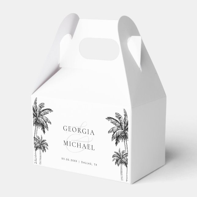 Caja Para Regalos Hand Drawn Palm Trees Boho Beach Names Wedding (Front Side)