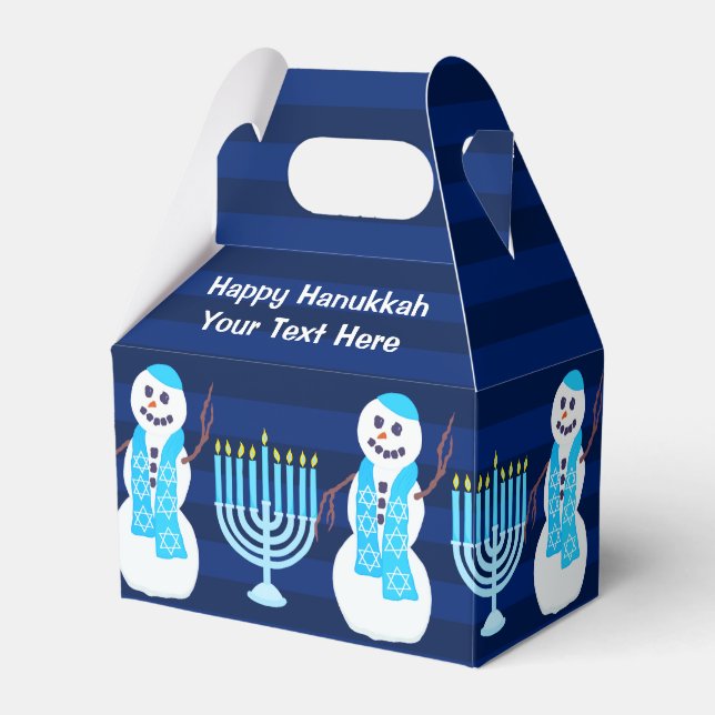 Caja Para Regalos Hanukkah Judío Snowman Blue Menorah Niños (Front Side)