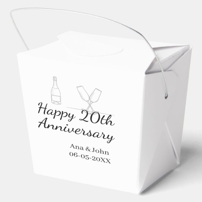 Caja Para Regalos Happy 20th anniversary champagne bottle glass name (Reverso )