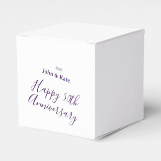 Caja Para Regalos Happy 50th anniversary purple name year simple 