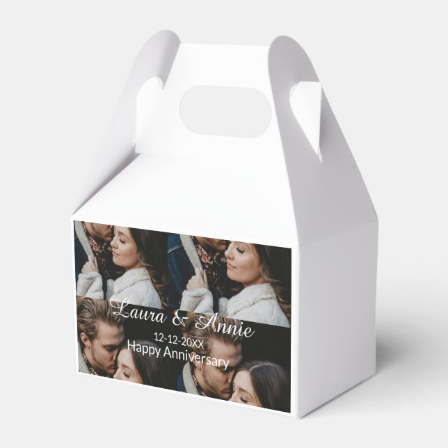 Caja Para Regalos Happy anniversary photo collage name date simple w (Front Side)