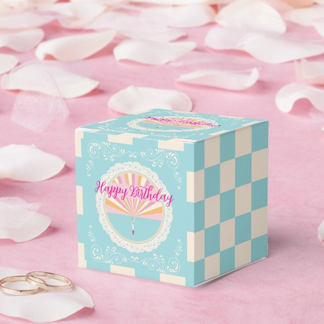 Caja Para Regalos Happy Birthday Fun Party Box, Blue Checkered (Boda)