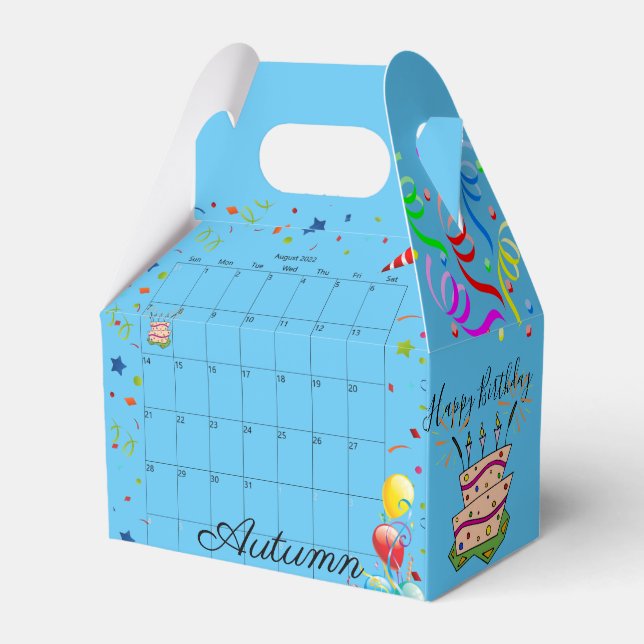 Caja Para Regalos Happy Birthday Gable Favor Box August 2022 Blue (Front Side)