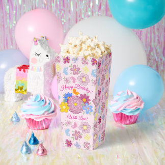 Caja Para Regalos Happy Birthday Wild Flowers Garden Birds Pattern