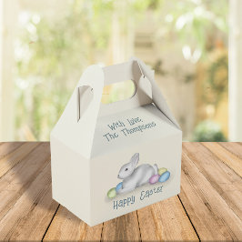 Caja Para Regalos Happy Easter Pastel Simple Bunny Typography