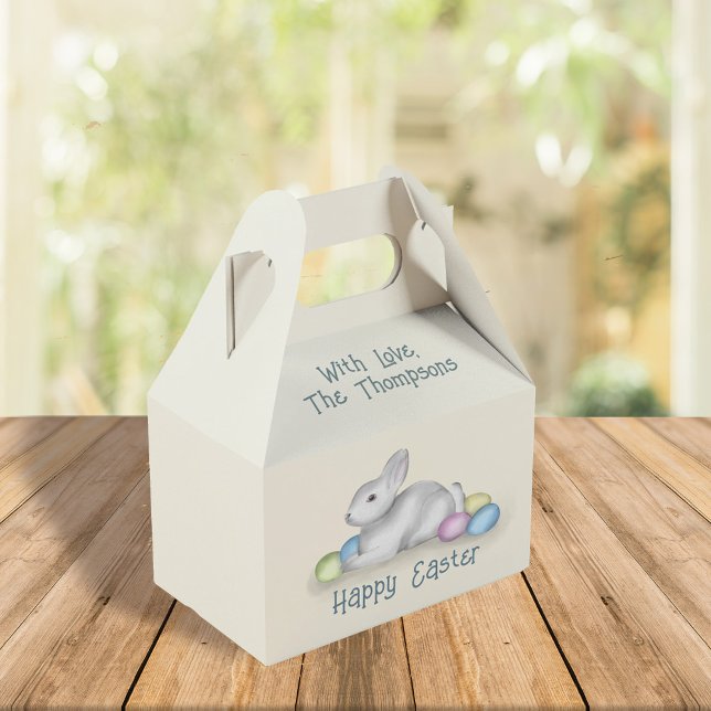 Caja Para Regalos Happy Easter Pastel Simple Bunny Typography (Subido por el creador)