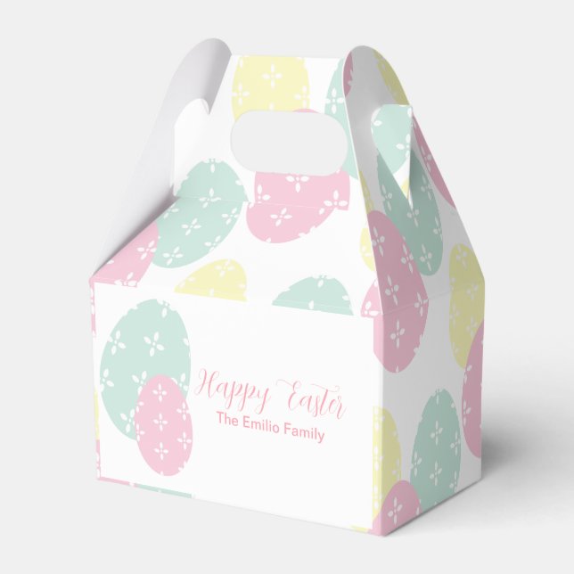 Caja Para Regalos Happy Eggs de Pascua Pastel Birthday Favor Box (Front Side)
