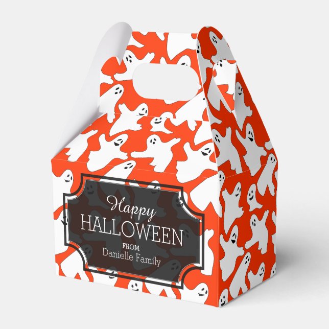 Caja Para Regalos Happy Ghosts Halloween Tratamientos Regalo Box (Front Side)