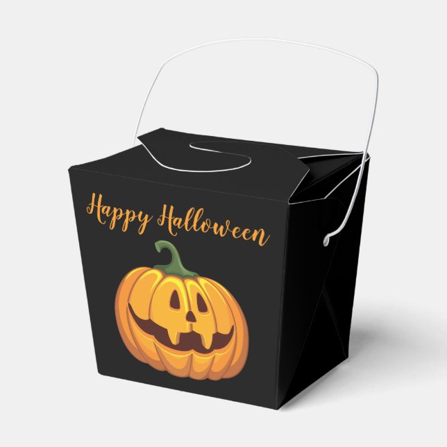 Caja Para Regalos Happy Halloween Calabaza Candy Pattern Favbox (Front Side)