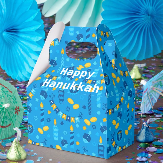 Caja Para Regalos Happy Hanukkah Favor Box (Fiesta)