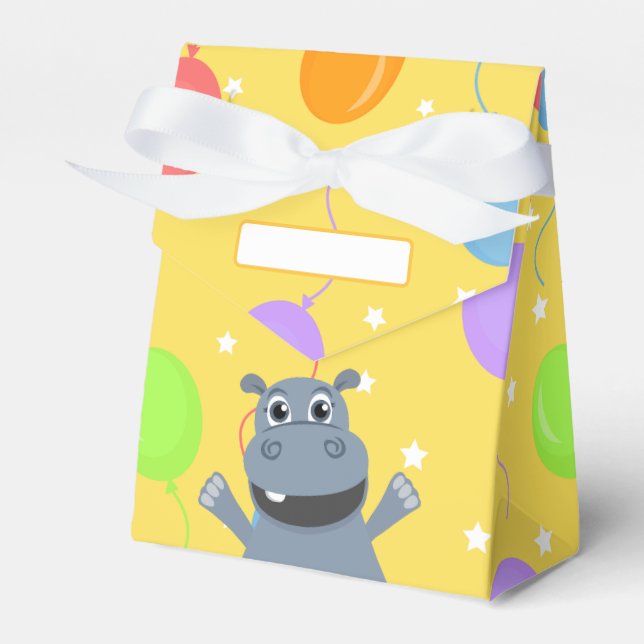 Caja Para Regalos Happy Hippo Party Favor Box (Front Side)