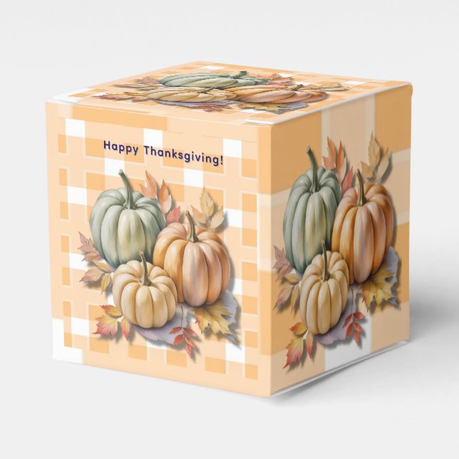 Caja Para Regalos Happy Thanksgiving Pumpkins & Autumn Leaves (Costado Anverso)