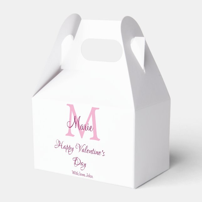 Caja Para Regalos Happy valentine's day monogram pink name love girl (Front Side)
