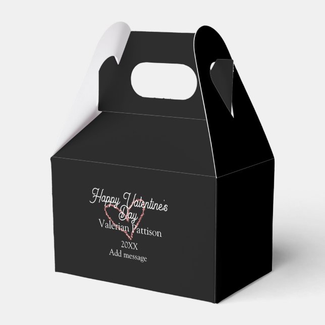 Caja Para Regalos Happy Valentine's day red glitter heart black name (Front Side)