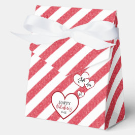 Caja Para Regalos Happy Valentine's Day Red Hearts Chalk Stripes