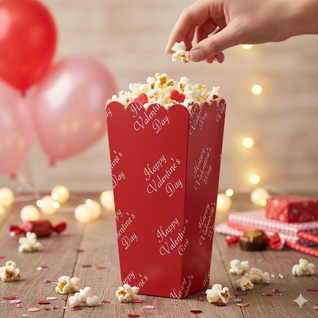 Caja Para Regalos Happy Valentines Day Text Pattern Stylish Popcorn (Happy Valentines Day Text Pattern Stylish Popcorn Favor Boxes)