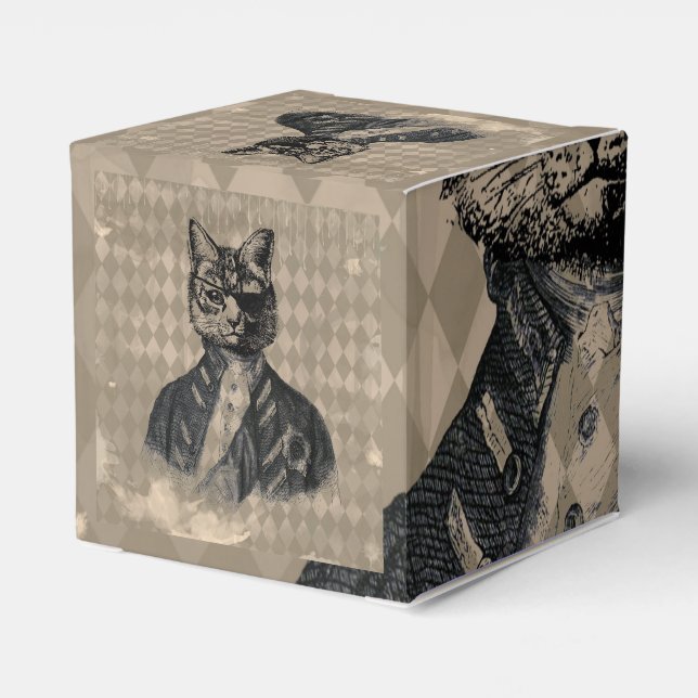 Caja Para Regalos Harlequin Cat Grunge (Reverso Costado)