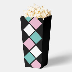 Caja Para Regalos Harlequin Popcorn Box (Negro, Aqua y Rosa)