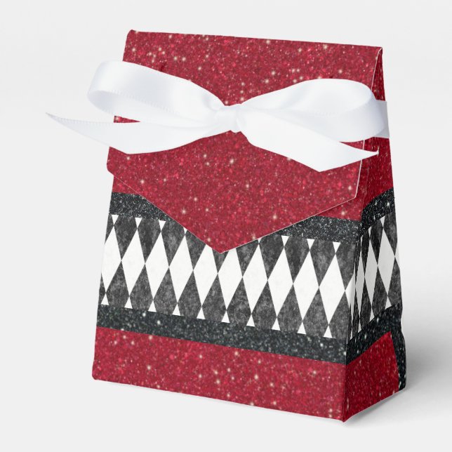 Caja Para Regalos Harlequin rojo blanco negro clásico Diamond Argyle (Front Side)