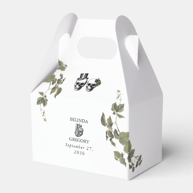 Caja Para Regalos Hasta la muerte Boda de cráneos florales góticos e (Front Side)