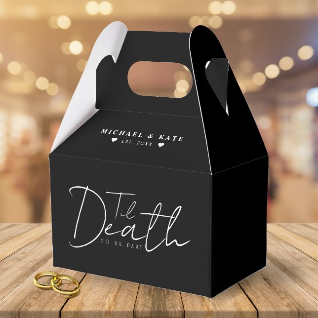 Caja Para Regalos Hasta que la muerte nos haga parte Boda negro (Til Death Do Us Part Black Wedding Favor Boxes)