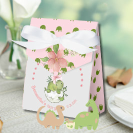 Caja Para Regalos Hatching Dino with Pink Bow Baby Shower 