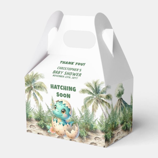 Caja Para Regalos Hatching Pronto Baby Shower Dinosaur Favor Box (Front Side)