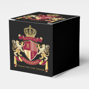 Caja Para Regalos Haz tu propio escudo de armas rojo León de Oro