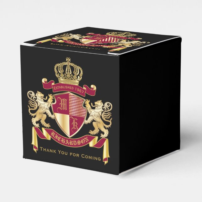 Caja Para Regalos Haz tu propio escudo de armas rojo oro blema de le (Costado Anverso)