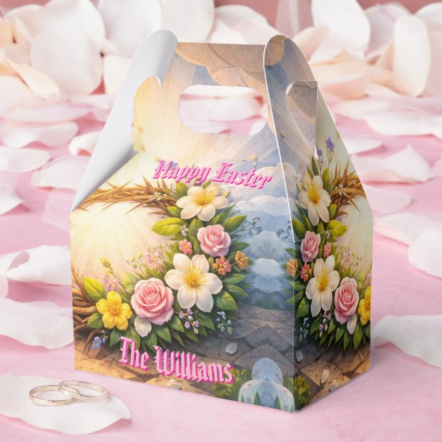 Caja Para Regalos He Is Risen Religious Floral Crown Personalized (Boda)