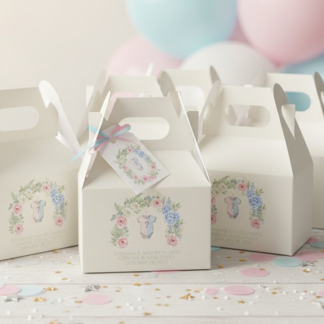 Caja Para Regalos He or She? Botanical Gender Reveal (Gender reveal guest favor box)