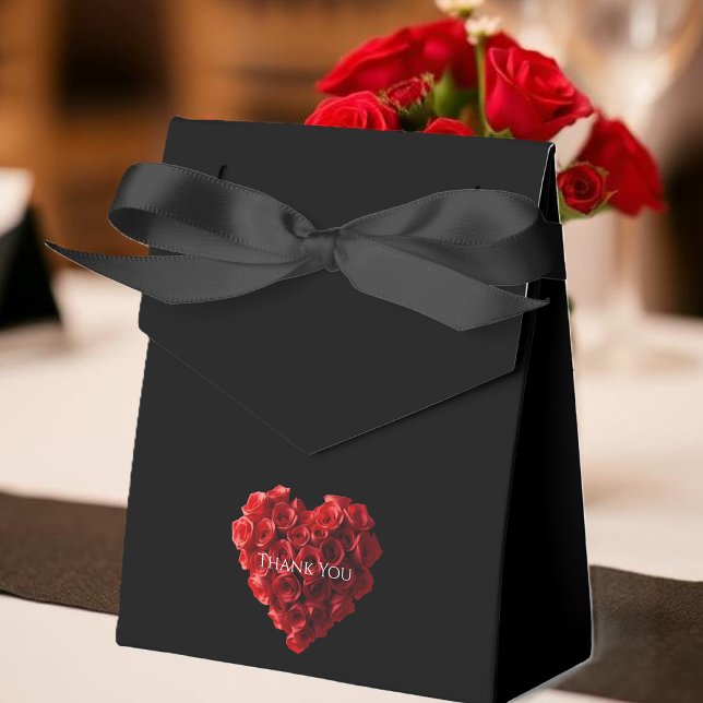 Caja Para Regalos Heart Shaped Red Roses-Wedding Thank you (Heart Shaped Red Roses-Wedding Thank you Favor Boxes)