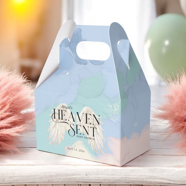 Caja Para Regalos Heaven Sent Angel Wings Pastel Baby Shower (Subido por el creador)