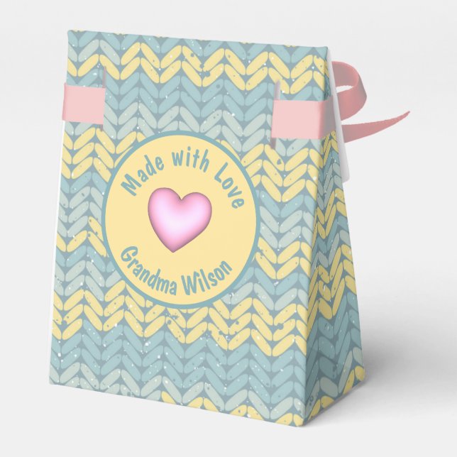 Caja Para Regalos Hecho con amor Crochet Yarn Personalizado Favor (Reverso)