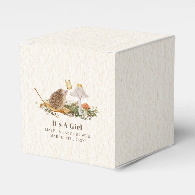 Caja Para Regalos Hedgehog Butterfly Mushroom Woodland Baby Shower (Costado Anverso)
