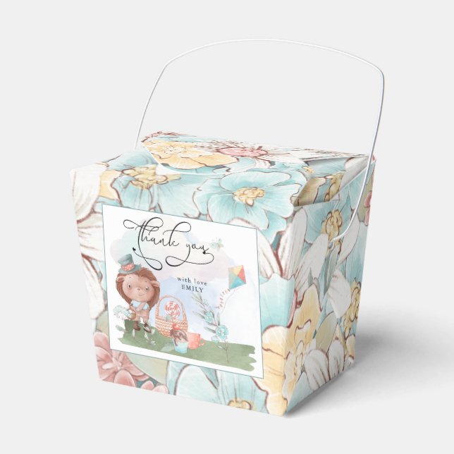 Caja Para Regalos Hedgehog Woodland Boy Baby Shower Picnic Gracias (Front Side)