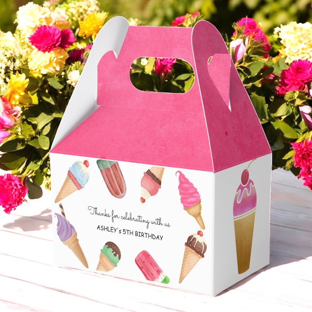 Caja Para Regalos Helado Crema Rosa Azul Marrón Azul Comida Popsicle (Subido por el creador)
