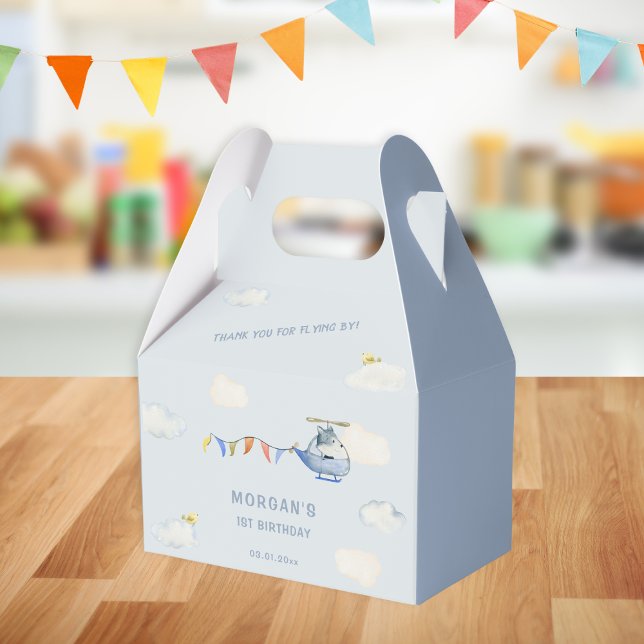 Caja Para Regalos Helicóptero Azul Cute Wolf Primer cumpleaños (Subido por el creador)